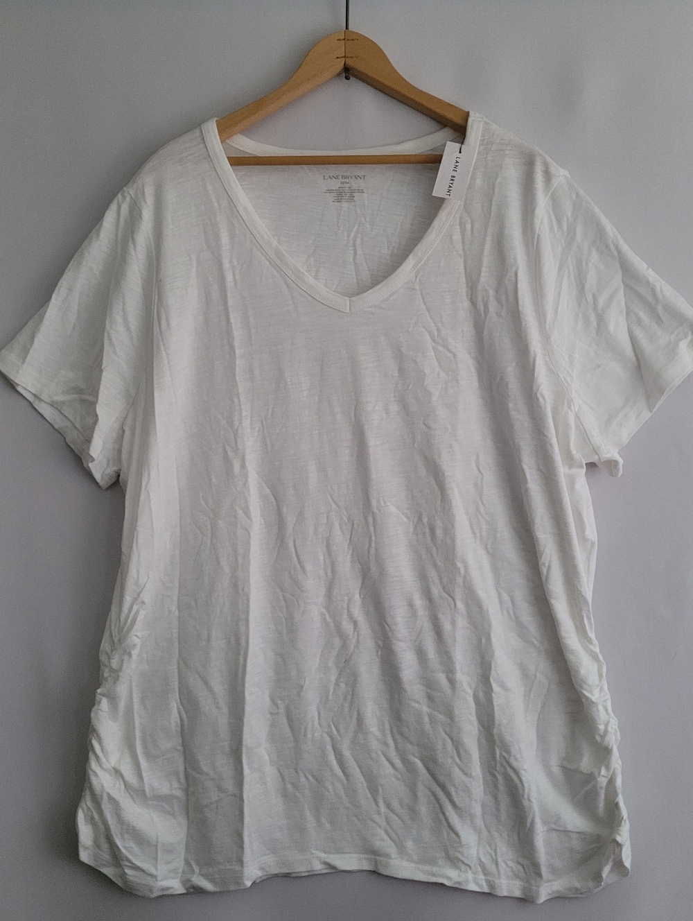 Lane Bryant V Neck Short Sleeve Tee Womens 22/24 Plus Size Top T-Shirt Rouched